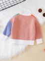 Baby Girl Color Block Ribbed Knit Cardigan