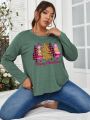 Plus Size Christmas Tree Printed Long Sleeve T-shirt