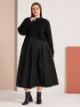 SHEIN Mulvari Plus Size Solid Color Long Sleeve Dress