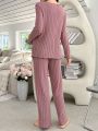 Maternity Solid Color Ribbed Casual Homewear