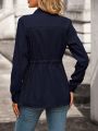 SHEIN Essnce Casual Toggle-fastening Drawstring Waist Jacket