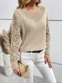 SHEIN Frenchy Women's Hollow Knit Drop Shoulder Sweater