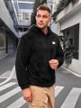 SHEIN Extended Sizes Men's Plus Size Furry Knit Casual Hoodie