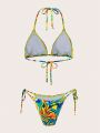 SHEIN Swim Y2GLAM Women's Tie-Dye Swimsuit Two-Piece Set