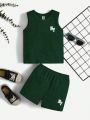 SHEIN Infant Letter Print Vest And Shorts Set