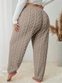 Plus Size Solid Color Fleece Pajama Pants