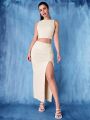 SHEIN BAE Backless Top & Long Skirt 2pcs Christmas & New Year's Eve Party Outfit