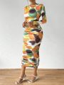 SHEIN SXY Tie Dye Slim Fit Dress