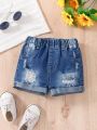 Baby Ripped Roll Up Hem Denim Shorts