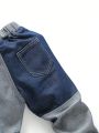 Baby Boys' Street Style Soft Denim Patchwork Jeans With Washed Design