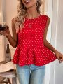 Heart Pattern Cinched Waist Shirt