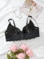 Plus Size Women's Lace Patchwork Bra With Underwire