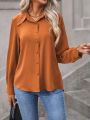 SHEIN LUNE Solid Button Front Shirt