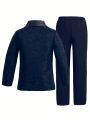 Two-piece Boys' Digital Printed Button Placket Blazer, Trousers, Gentleman's Suit