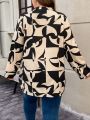 SHEIN LUNE Plus Size Geometric Patchwork Pattern Shirt