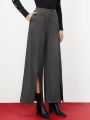 SHEIN BIZwear High Waist Slit Hem Suit Pants