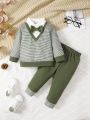 Baby Boys'/girls' Faux Two-piece Striped T-shirt And Jogger Pants Set