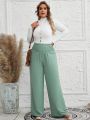 EMERY ROSE Plus Size Shirred Wide Leg Pants