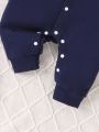 Baby Boys' Casual Home Wear Jumpsuit In Gentleman Style With Faux Shirt Design