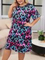 Plus Size Women's Heart Print Sleep Dress
