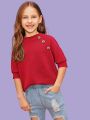 SHEIN Kids EVRYDAY Girls Button Detail Textured Top