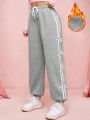 SHEIN Qutie Women's Drawstring Waist Joggers With Side Stripe And Bow Decoration