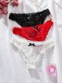 3pack Lace Bow Decor Panty Set