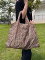 Leopard Print Foldable And Portable Large Capacity Supermarket Shopping Bag