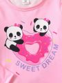 Little Girls' Cartoon Panda & Doughnut Print Homewear Set