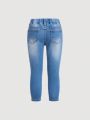 SHEIN Young Girl's Y2k Distressed Street Chic Denim Jeans