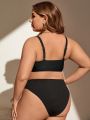 SHEIN Swim Basics Plus Size Solid Color Hollow Out Swimwear Top