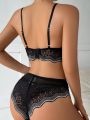 Ladies' Mesh Lace Sexy Bra And Panty Set (Wire-Free)