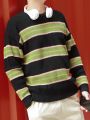 Men'S Striped Drop-Shoulder Long-Sleeved Sweater