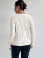 SHEIN LUNE Cable Knit Drop Shoulder Sweater