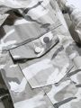 Manfinity EMRG Men's Camouflage Print Frayed Denim Jacket