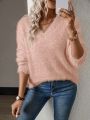 SHEIN Essnce Women's Plush Knit Oversized Sweater