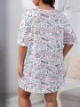 Plus Letter and Cartoon Graphic Nightdress