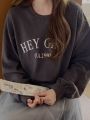 Dazy Star Kpop Women's Casual Letter Print Drop Shoulder Sweatshirt