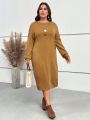 EMERY ROSE Plus Button Detail Drop Shoulder Sweater Dress