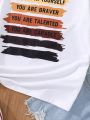 Teenage Girls' Slogan Printed Short Sleeve T-Shirt