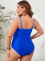 SHEIN Swim Vcay Plus Size Marble Print Patchwork One-Piece Swimsuit