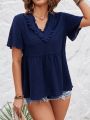 Women's V-Neck Bell Sleeve Short Sleeve Blouse