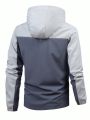 Men'S Contrast Drawstring Hooded Track Jacket