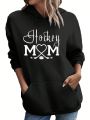 Women's Black Hooded Sweatshirt With Printed Text