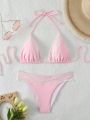 Lace Detailing Triangle Cups Bikini Swimming Suit Set