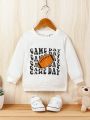 SHEIN Baby Boy Letter & Football Graphic Sweatshirt
