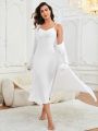 Lace Trim Slip Sleepdress & Robe Pajama Set