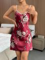 SHEIN Floral Print Contrast Binding Cami Nightdress