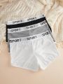 3pack Letter Graphic Contrast Binding Boyshorts