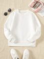 SHEIN Kids Cooltwn Tween Girl Mushroom & Slogan Graphic Thermal Lined Sweatshirt